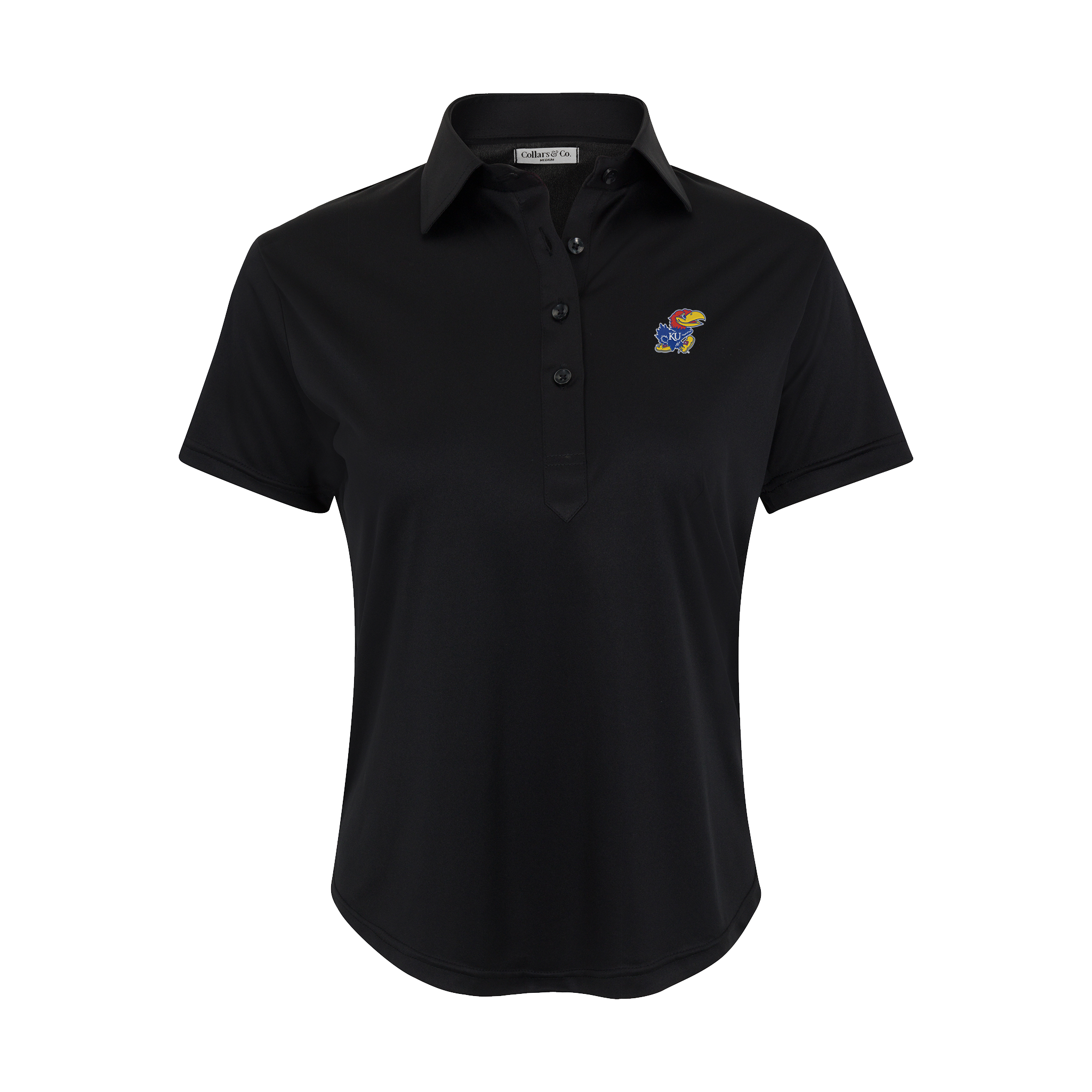 Kansas Women's Cap Sleeve Semi Spread Polo Black