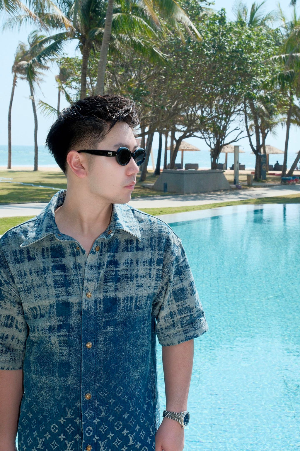 2026 New LY Logo Denim Short-Sleeve Shirt (BB773-B40)